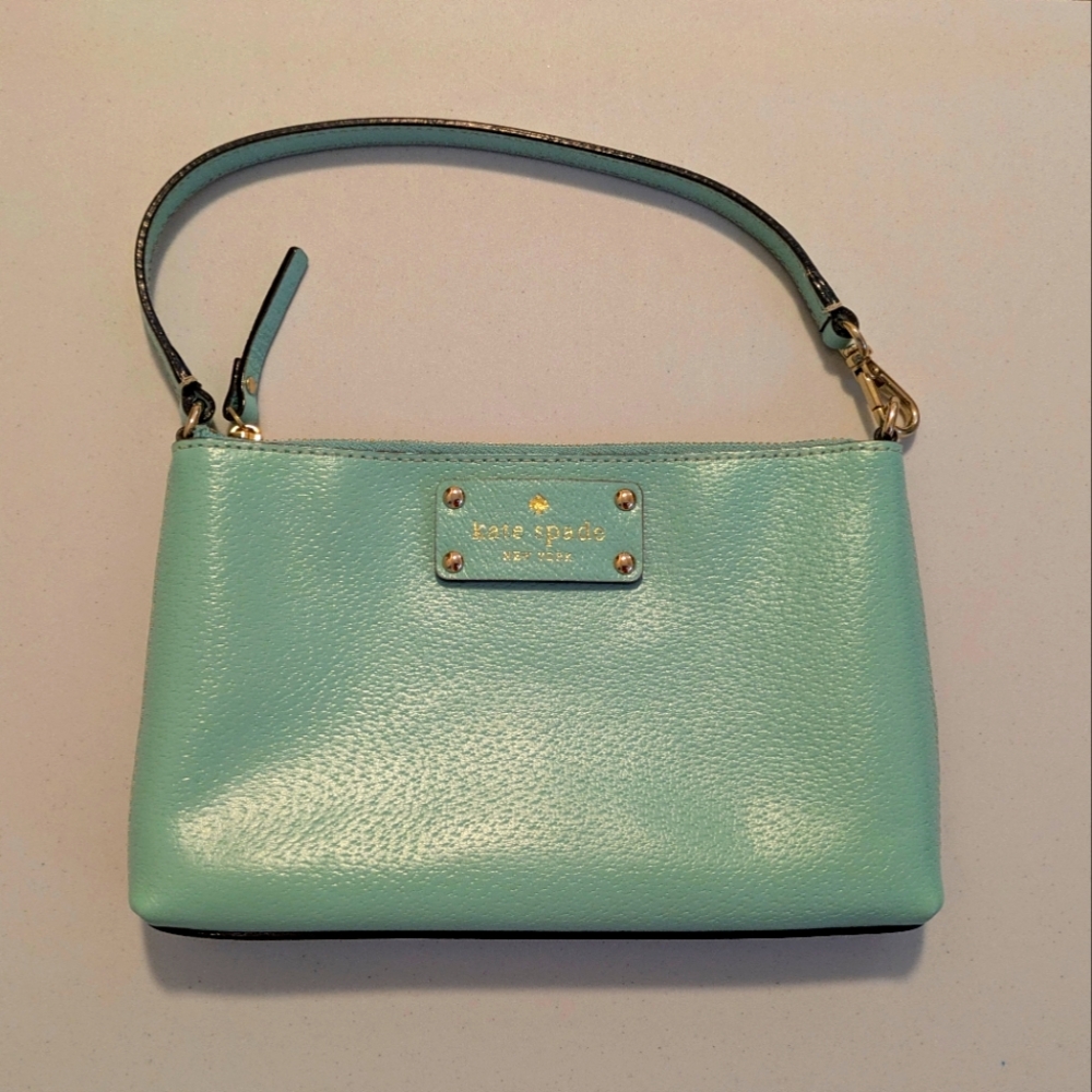 Authentic Kate Spade Tiffany Blue leather Wristlet